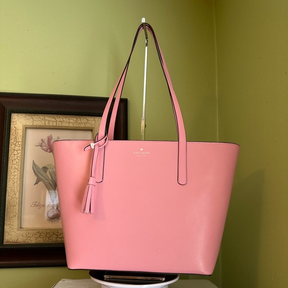 β οΈβ₯οΈ NEW KATE SPADE β₯οΈβ£οΈ KARLA WRIGHT PLACE TOTE PINK LEATHER BAG - Picture 4 of 5